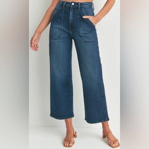 Just Black Denim The Pocket Patch Wide Leg Jean Size 26 in Dark Denim